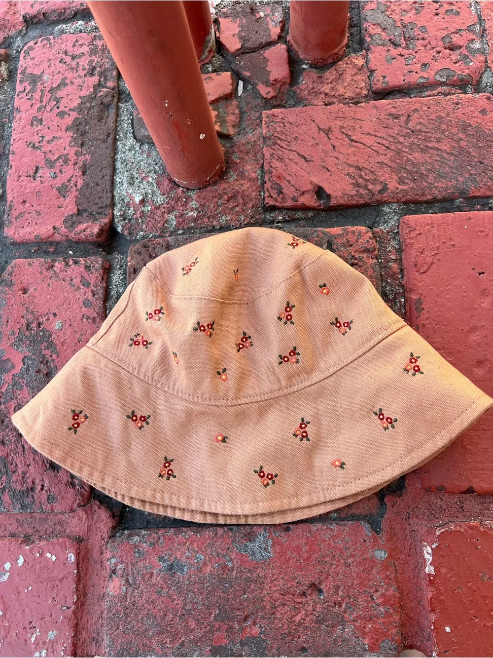 wild fable Peach Floral Embroidered Bucket Hat